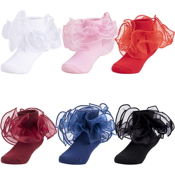 Wholesale Girl Big Full Ruffle Tutu Socks-Full Color Organza